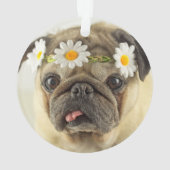 Pug met Daisy Crown Ornament (achterkant)