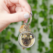 Pug met Daisy Crown Sleutelhanger (Hand)