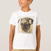 Pug met Daisy Crown T-shirt (Voorkant)