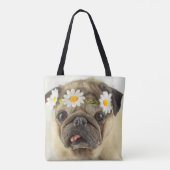 Pug met Daisy Crown Tote Bag (Achterkant)