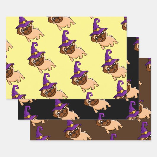 Pug Met De Halloween Hoed Inpakpapier Vel (Set)