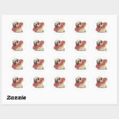 Pug met Donut Ronde Sticker (Vel)