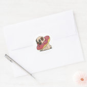 Pug met Donut Ronde Sticker (Envelop)