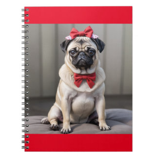 Pug met een boog notitieboek