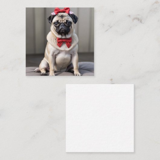 Pug met een boog notitiekaartje (Voorkant / Achterkant)