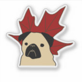 Pug met een groot blad sticker (Voorkant)