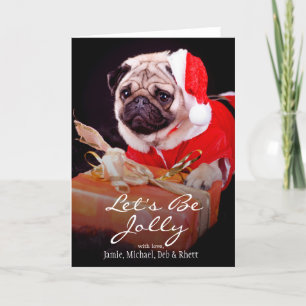 Pug met een kersthoed feestdagen kaart