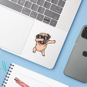 Pug met goede humeur met zonnebril Dabbing Sticker