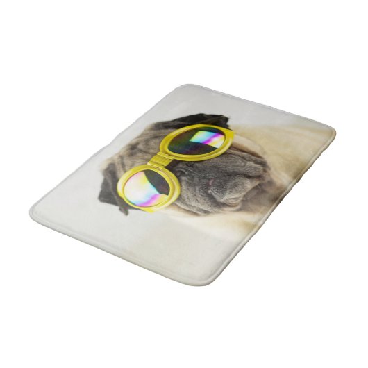 Pug met Goggles Badmat (Gekanteld)