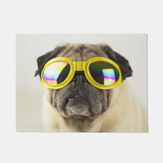 Pug met Goggles Deurmat (Voorkant)
