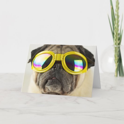 Pug met Goggles Kaart (Voorkant)