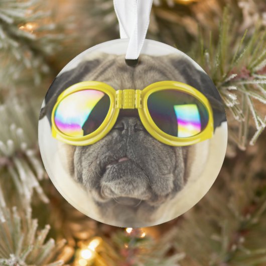 Pug met Goggles Ornament (Boom)