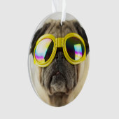 Pug met Goggles Ornament (voorkant)