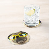 Pug met Goggles Ronde Kartonnen Onderzetter (Insitu)