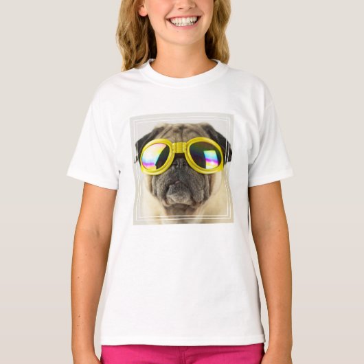 Pug met Goggles T-shirt (Voorkant)