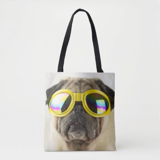 Pug met Goggles Tote Bag (Voorkant)
