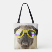 Pug met Goggles Tote Bag (Achterkant)
