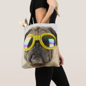 Pug met Goggles Tote Bag (Dichtbij)