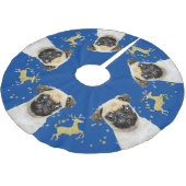 Pug met Gouden Glitter Herten Kerstmis | Blauw Kerstboom Rok (Gekanteld)