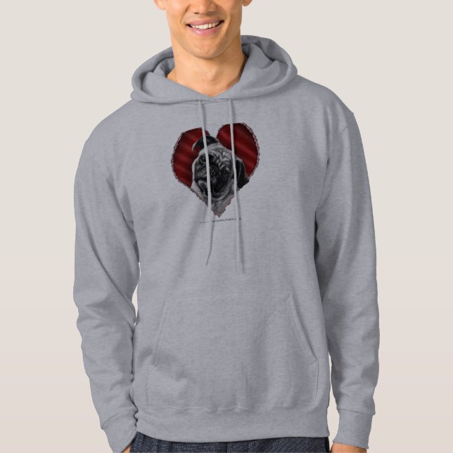 Pug met hart hoodie (Voorkant)