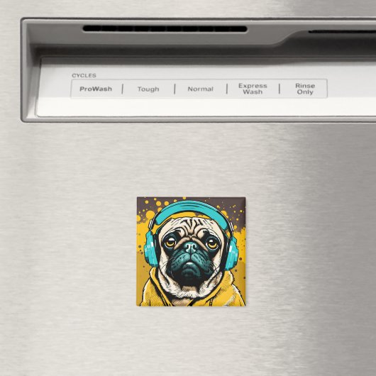 Pug met hoofdtelefoon magneet (Insitu (Vaatwasser))