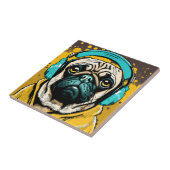 Pug met hoofdtelefoon tegeltje (Zijkant)