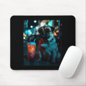 Pug met ijskoude koffie muismat (Met muis)