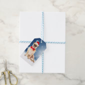 Pug met kerstkerstkerstkerstkerstkerstman cadeaulabel (Met Touw)