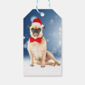 Pug met kerstkerstkerstkerstkerstkerstman cadeaulabel (Achterkant)