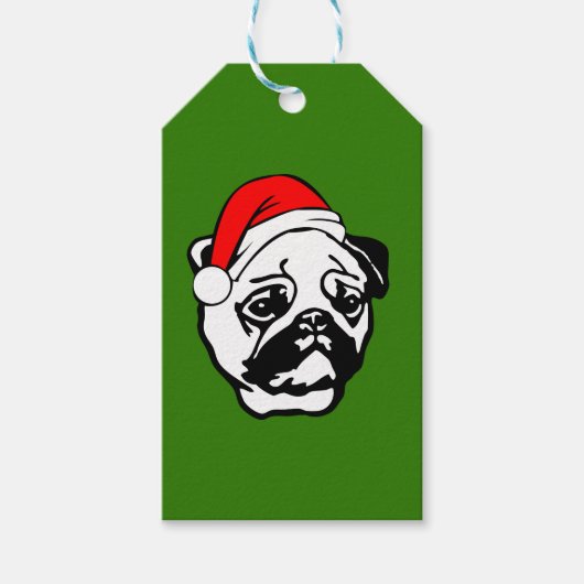 Pug met kerstkerstkerstkerstkerstkerstman cadeaulabel (Voorkant)