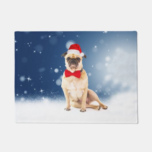 Pug met kerstkerstkerstkerstkerstkerstman deurmat (Voorkant)