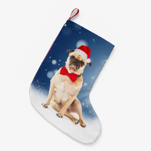 Pug met kerstkerstkerstkerstkerstkerstman kleine kerstsok (Voorkant (Hangend))
