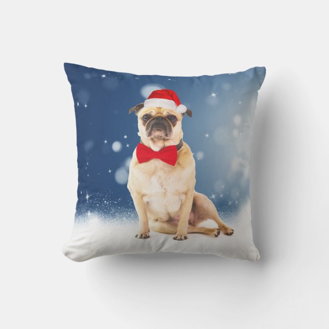 Pug met kerstkerstkerstkerstkerstkerstman kussen (Voorkant)