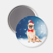 Pug met kerstkerstkerstkerstkerstkerstman magneet (Voorkant / Achterkant)