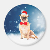 Pug met kerstkerstkerstkerstkerstkerstman magneet (Voorkant)