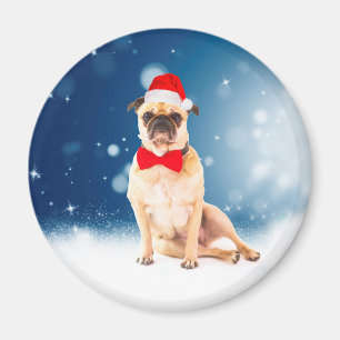 Pug met kerstkerstkerstkerstkerstkerstman magneet