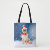 Pug met kerstkerstkerstkerstkerstkerstman tote bag (Voorkant)