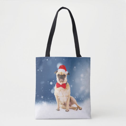 Pug met kerstkerstkerstkerstkerstkerstman tote bag (Voorkant)