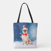 Pug met kerstkerstkerstkerstkerstkerstman tote bag (Achterkant)