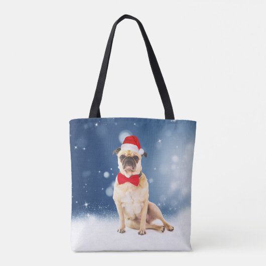 Pug met kerstkerstkerstkerstkerstkerstman tote bag (Achterkant)