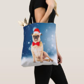 Pug met kerstkerstkerstkerstkerstkerstman tote bag (Dichtbij)