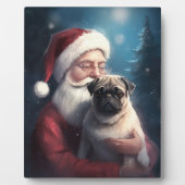 Pug Met Kerstman Feestelijke Kerst Fotoplaat (Voorkant)