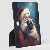 Pug Met Kerstman Feestelijke Kerst Fotoplaat (Zijkant)