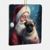 Pug Met Kerstman Feestelijke Kerst Keramisch Ornament (Rechts)