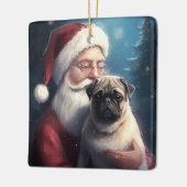 Pug Met Kerstman Feestelijke Kerst Keramisch Ornament (Links)