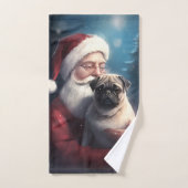 Pug Met Kerstman Festieve Kerst Bad Handdoek (Handdoek)