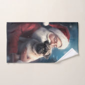 Pug Met Kerstman Festieve Kerst Bad Handdoek (Handdoek)