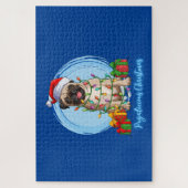 Pug met Kerstmis Jigzaag Puzzle Legpuzzel (Verticaal)