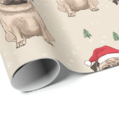 Pug met kerstmuts rustieke kerst cadeaupapier (Rol Hoek)