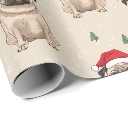 Pug met kerstmuts rustieke kerst cadeaupapier (Rol Hoek)